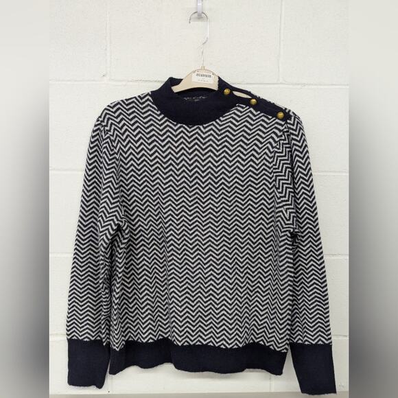 J.crew Button-detail mockneck sweater in herringbone sz xxl chevron print - Picture 1 of 8